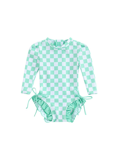 Girls' Plaid Swimsuit with Bows