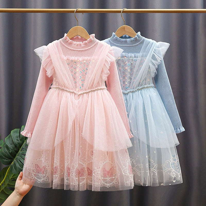 Sparkly Long-Sleeved Dress for Children