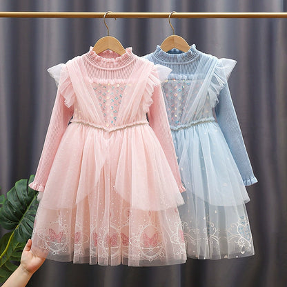Sparkly Long-Sleeved Dress for Children