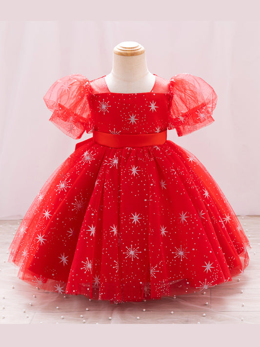 Vestido infantil navideño brillante 