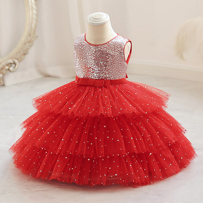 Shiny Tulle Layered Party Dress