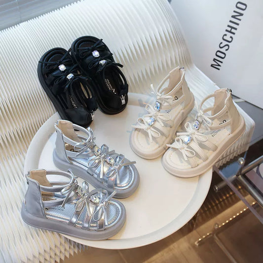 Girls’ Sandals with Bows and Gems