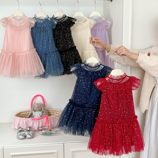 Girls' Tulle Dress with Small Stars