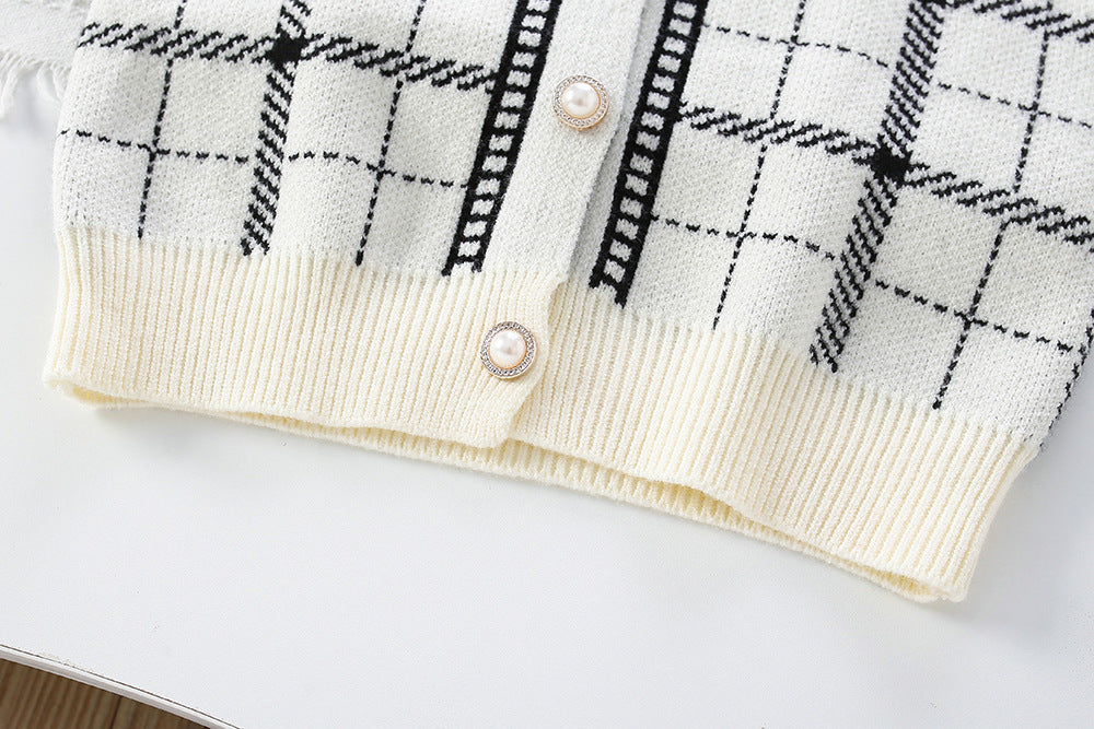 Girls' Checkered Outfit with Bow
