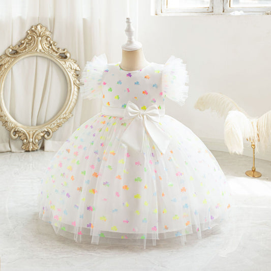 Vestido de fiesta infantil con lazo