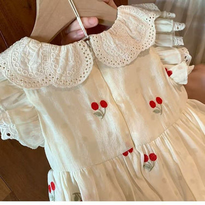 Vestido infantil de encaje de cereza 