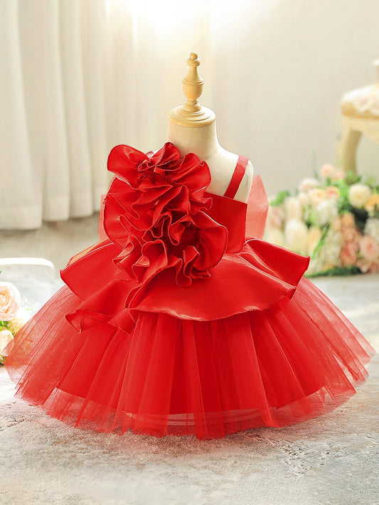 Flowers Puffy Children's Party Dress