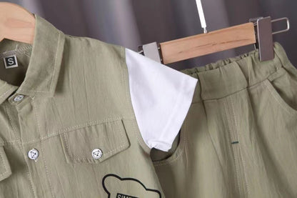 Boys' Set with Pockets and Bear Design