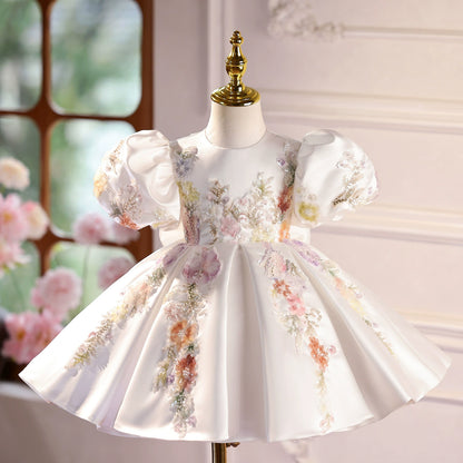 Children's Party Dress Flowers Puffant