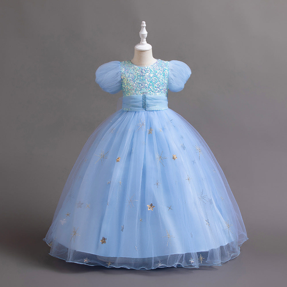 Vestido de fiesta infantil con estrellas brillantes