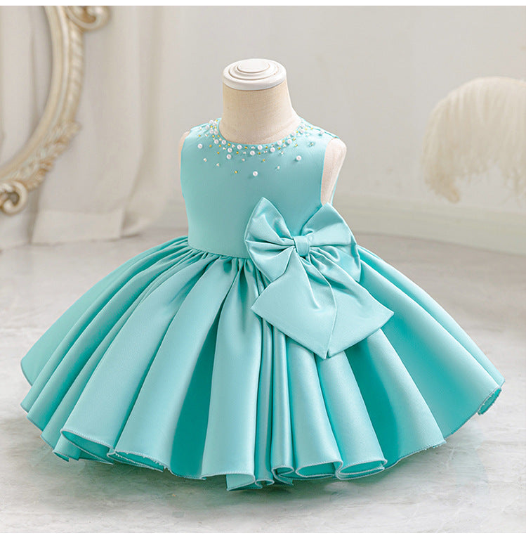 Children's Party Dress with Pearls and Bow