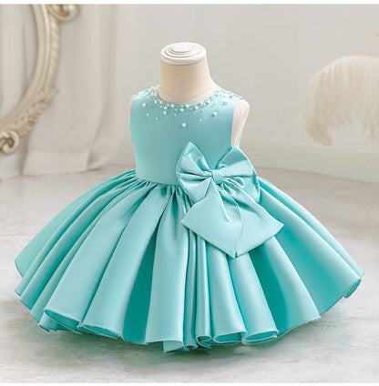 Children's Party Dress with Pearls and Bow