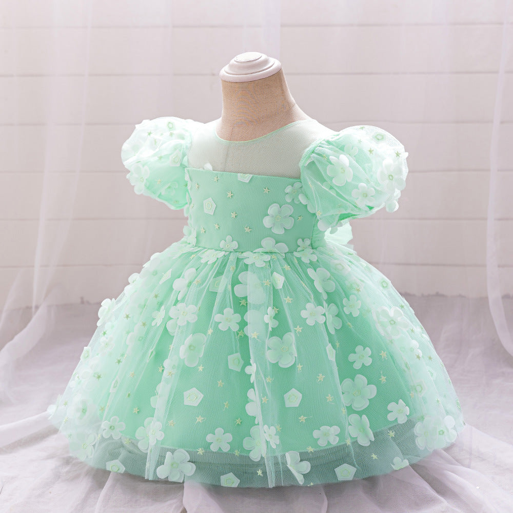 Vestido infantil verde mariposa 