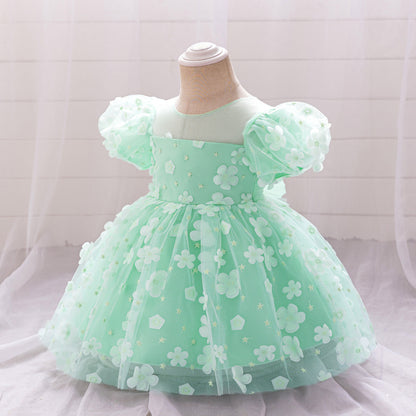 Vestido infantil verde mariposa 