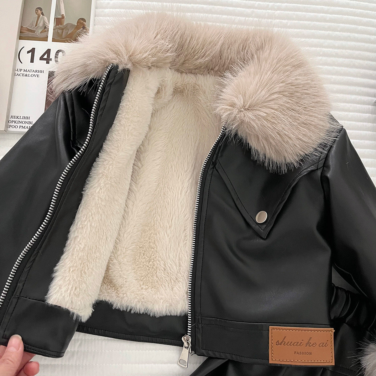 Children's Set in Faux Leather and Faux Fur