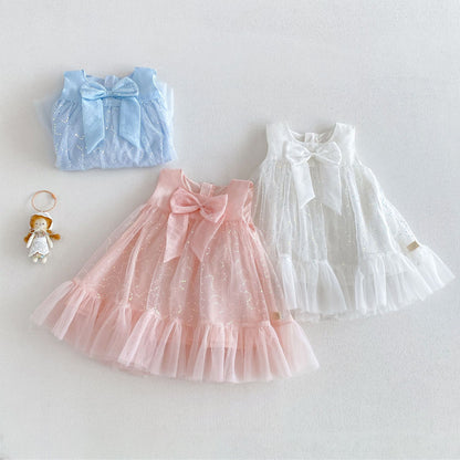 Children's Dress in Sparkly Tulle with Bow