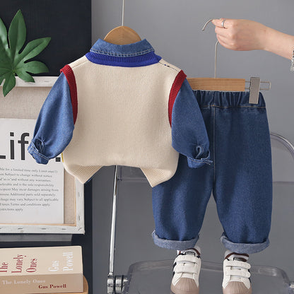 3-Piece Kids' Denim Outfit – Tractor Theme
