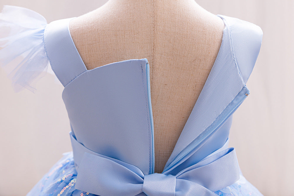 فستان حفلات للأطفال مع زهور وقوس 