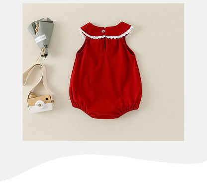 Red Girls' Bodysuit with Bows