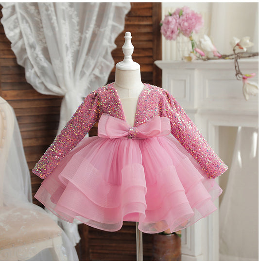 Children's Party Dress with Sparkly Bow