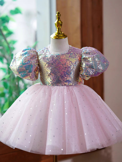 Shiny Bowknot Children's Party Dress