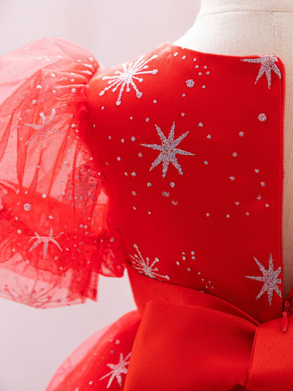 Vestido infantil navideño brillante 