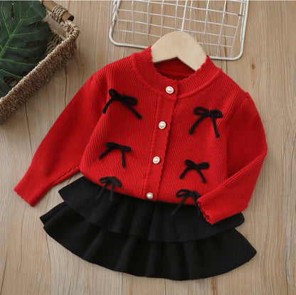 Kids' Winter Knit Set with Little Bows