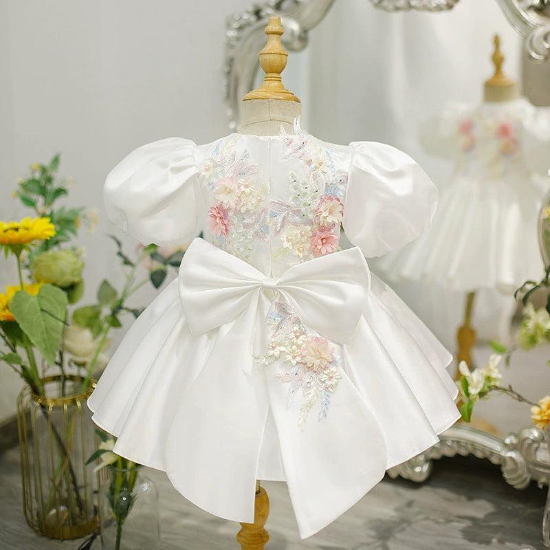 White Floral Party Dress for Children