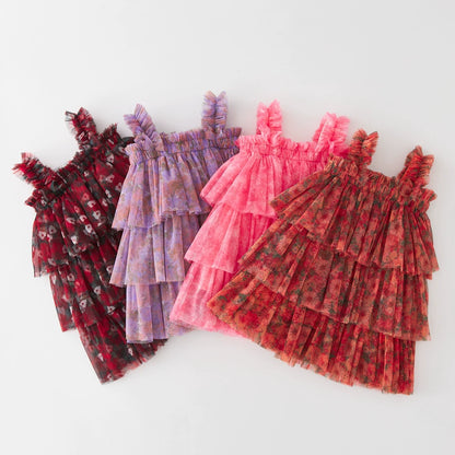 Children's Layered Tulle Dress with Flowers