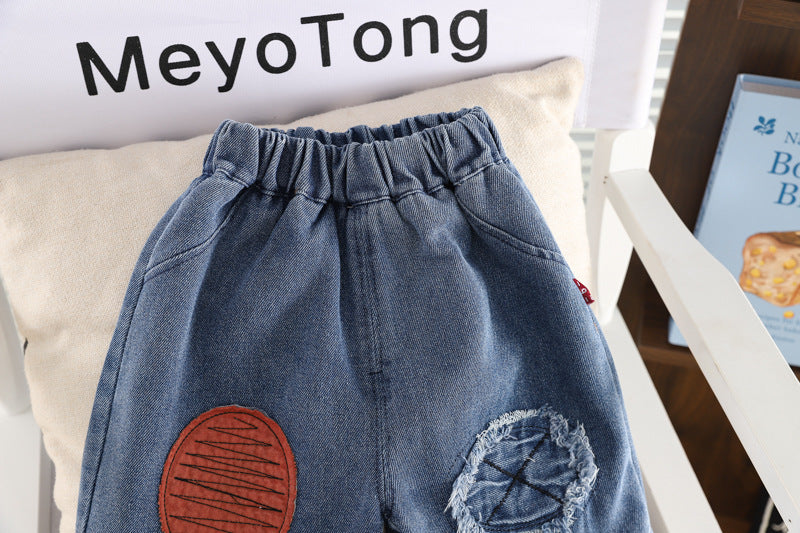 Boys' Outfit with Teddy Bear and Jeans