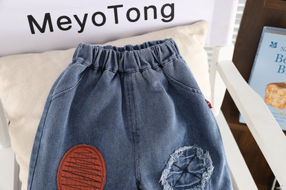 Boys' Outfit with Teddy Bear and Jeans