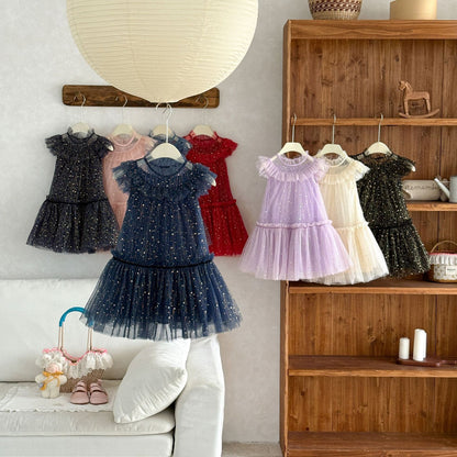 Girls' Tulle Dress with Small Stars