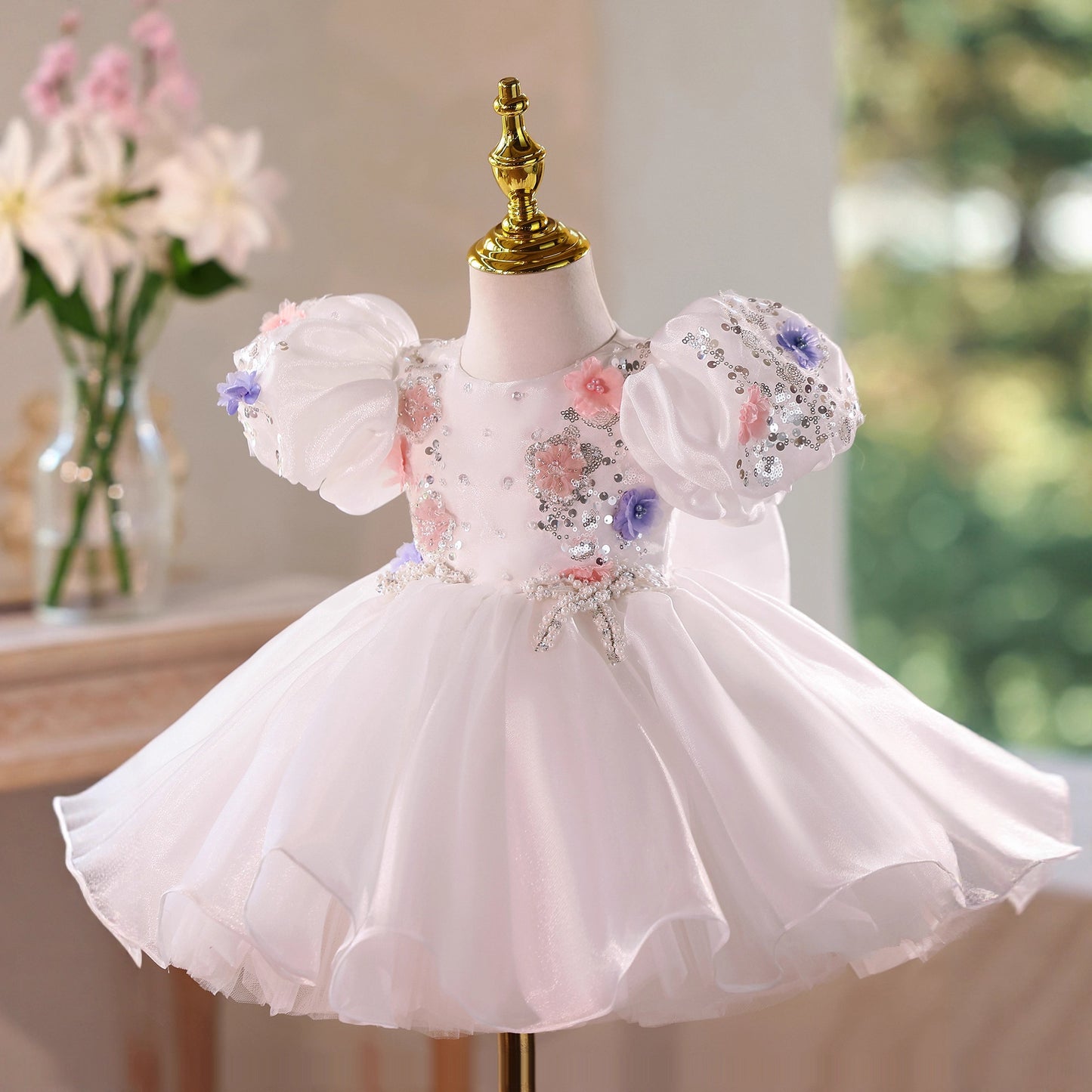 White Floral Party Dress