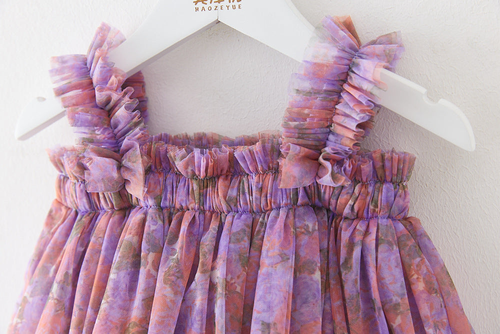 Children's Layered Tulle Dress with Flowers