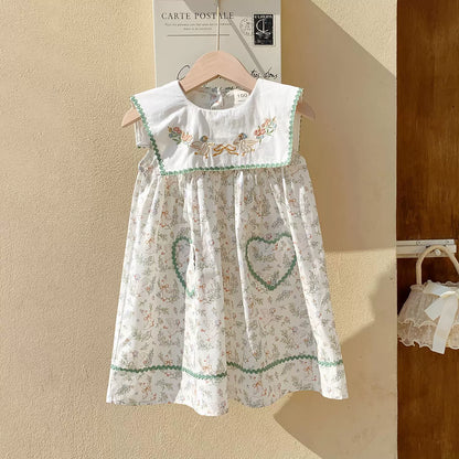 Children's Dress with Little Flowers and Ruffles