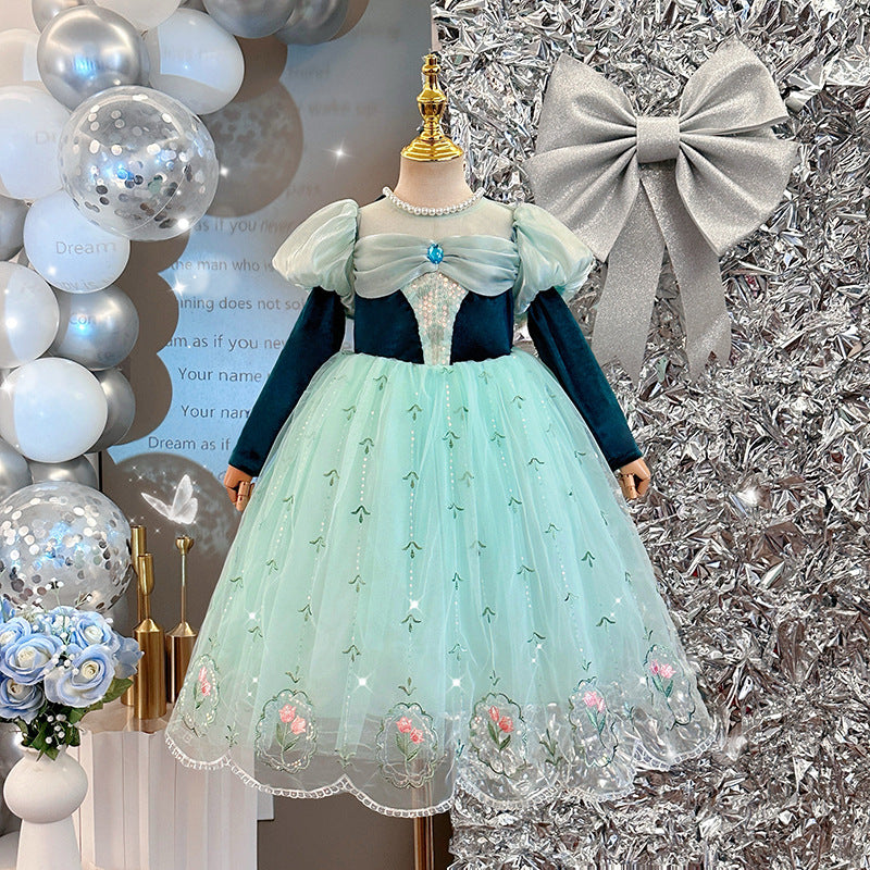 Blue Floral Party Dress
