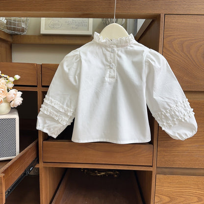 White Ruffled Girls' T-shirt