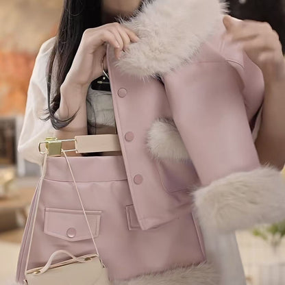 Pink Plush Winter Outfit for Kids