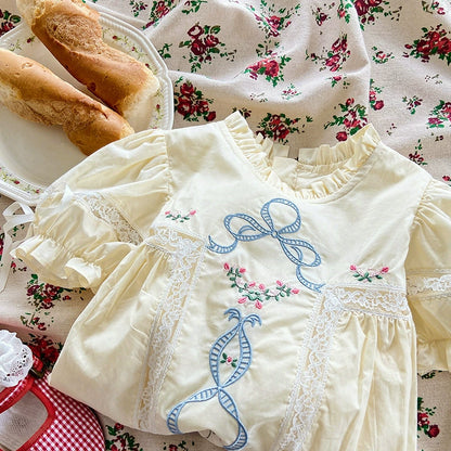 Children's Dress with Lace and Flowers
