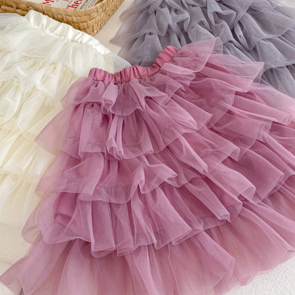 Falda infantil de tul en capas 