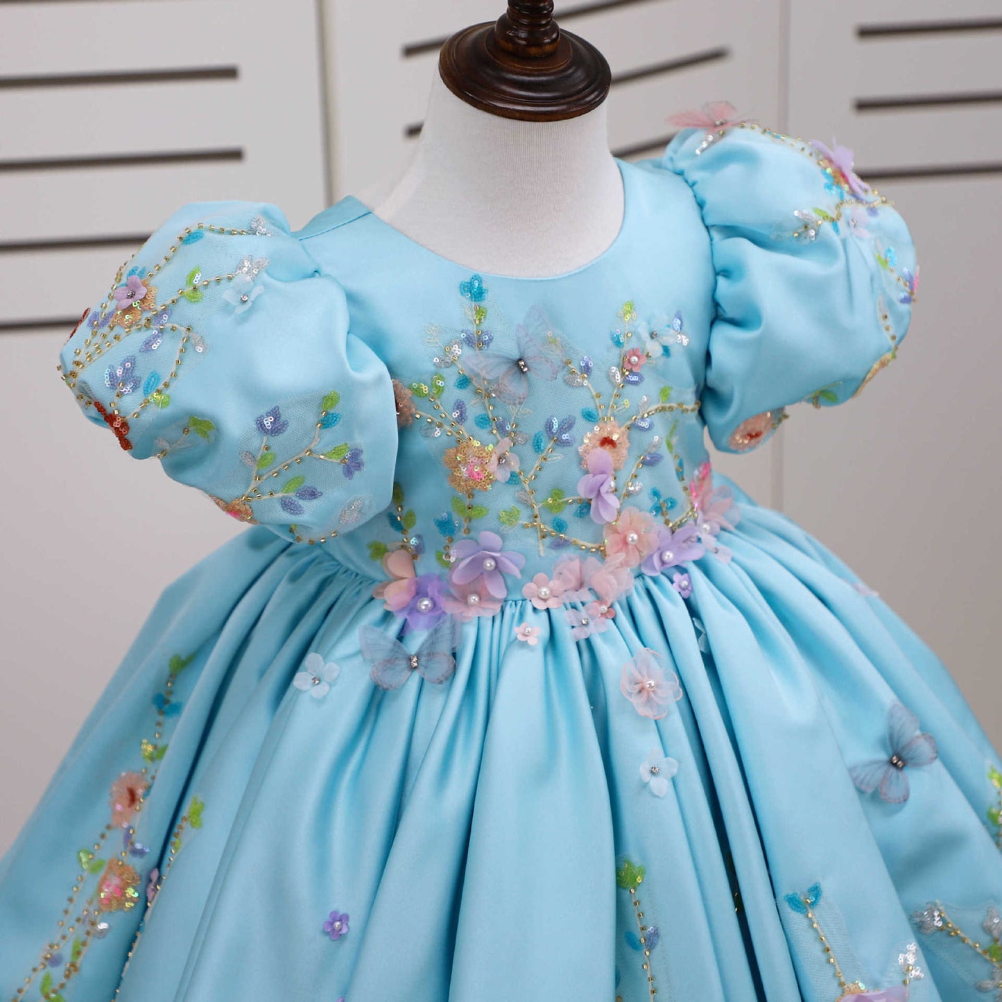 Blue Floral Party Dress