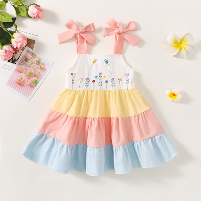 Children's Dress with Thin Straps and Little Flowers