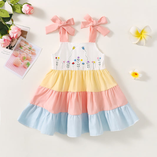 Children's Dress with Thin Straps and Little Flowers