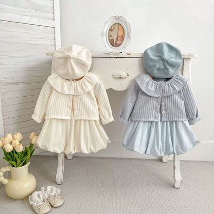 Girls' Outfit Set: Cardigan + Balloon Dress