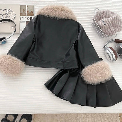 Children's Set in Faux Leather and Faux Fur