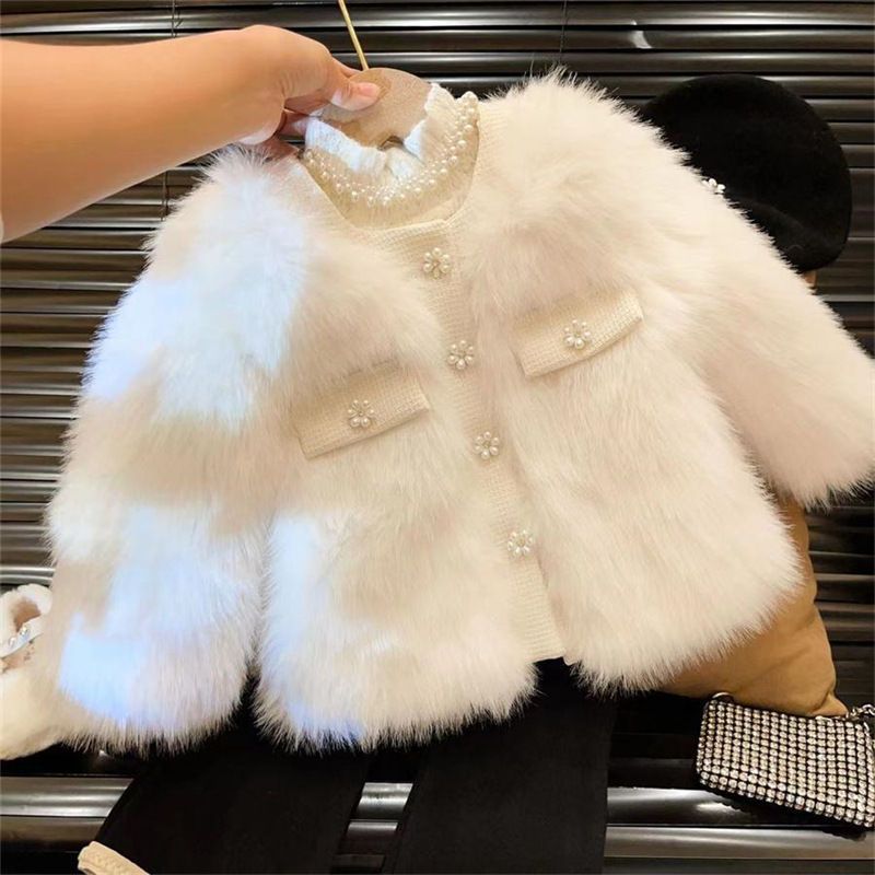 Children's Plush Jacket with Pearls