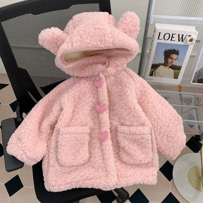 Girls' Jacket with Heart Buttons