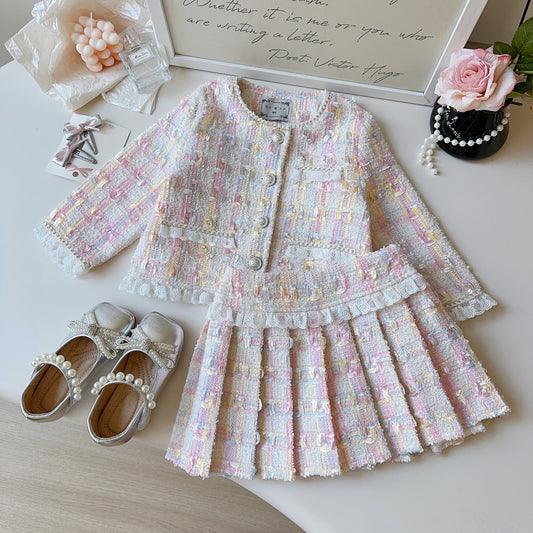 Girls' Pleated Button Set