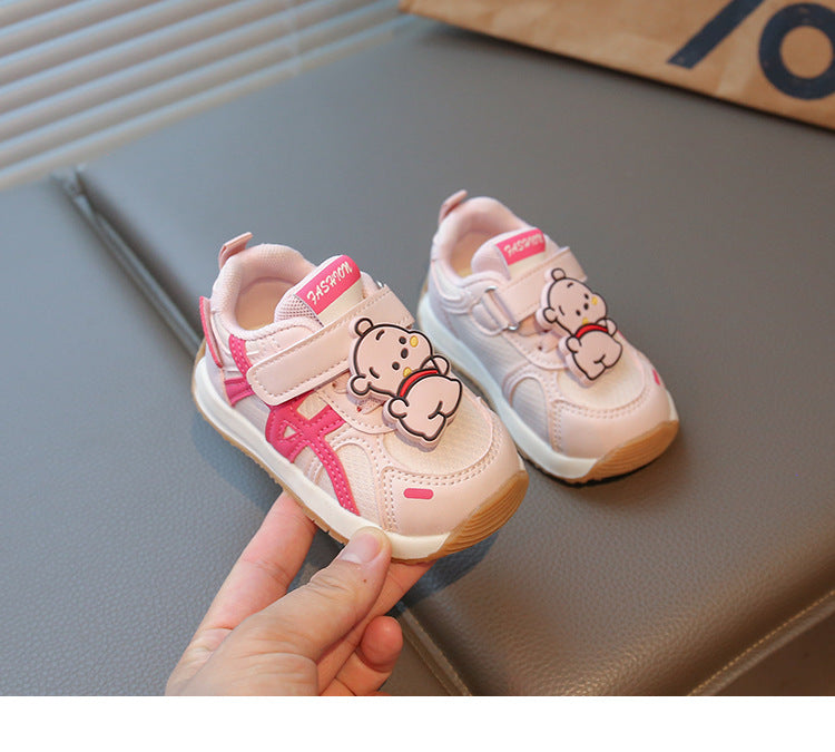 Children's Sneakers with Velcro and Teddy Bear Design