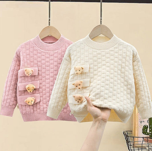 Blusa infantil de mujer con ositos de peluche de punto 
